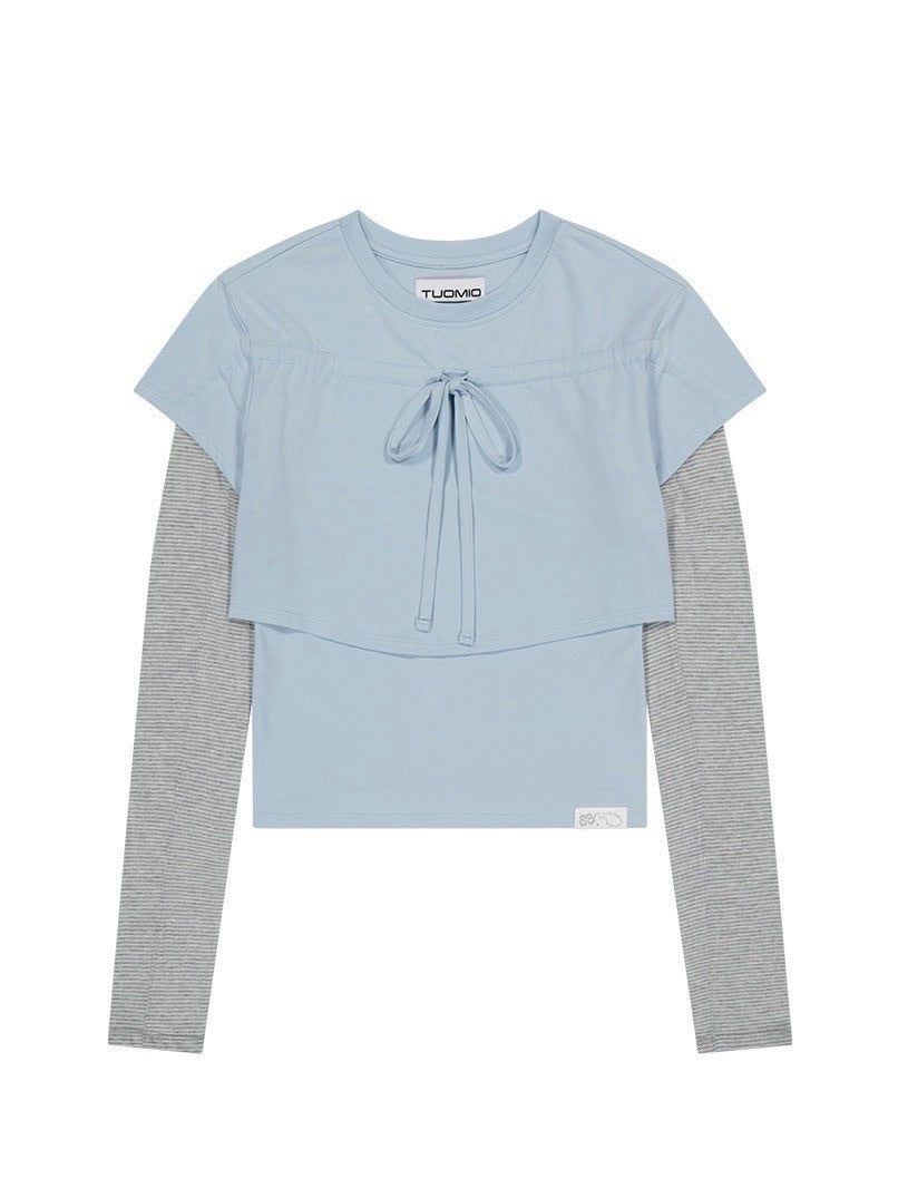 【TUOMIO】STRIPE LAYERED STRAPPY TOP