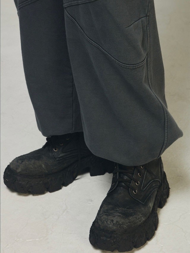 【BLR BLUER】Dyed Circle Logo Over-fit Armor Sweat Pants