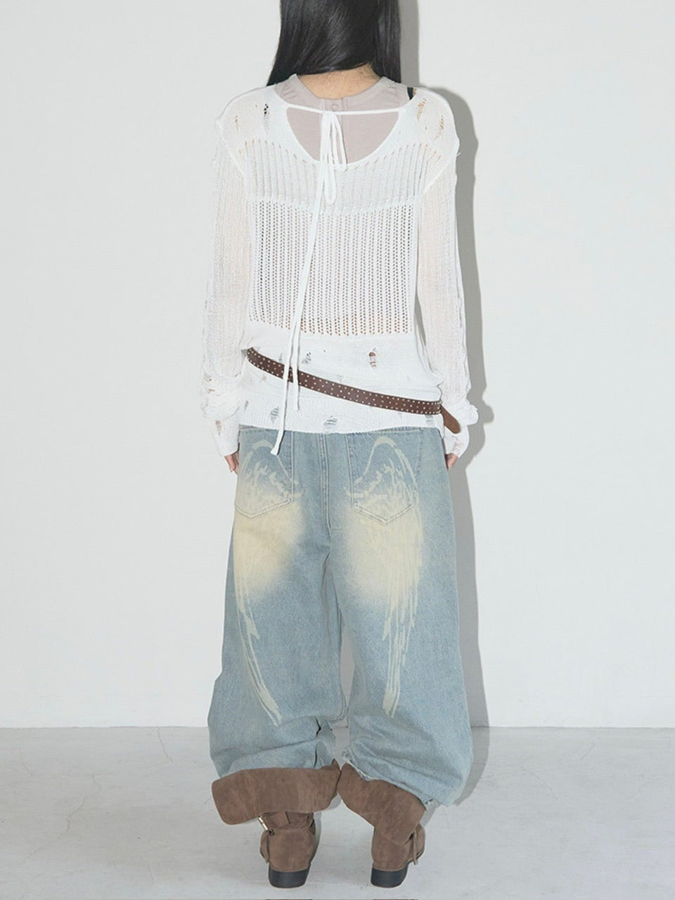 【FANCY CLUB】2-WAY DAMAGE KNIT LONG SLEEVE / 【ファンシークラブ】ダメージルーズニット