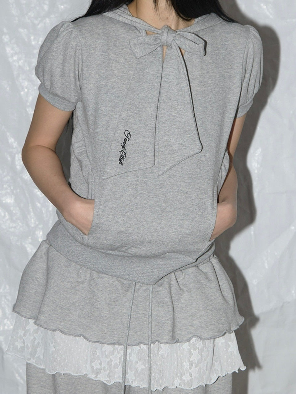 【FANCY CLUB】FRILL LACE BUTTON SWEATPANTS / 【ファンシークラブ】フリルレースレイヤードボタンスウェットパンツ