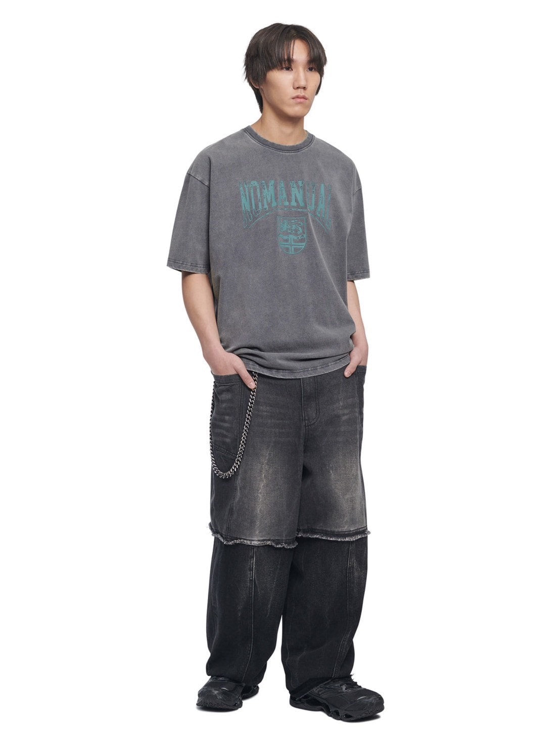 【NOMANUAL】EMBLEM WASHED T-SHIRT