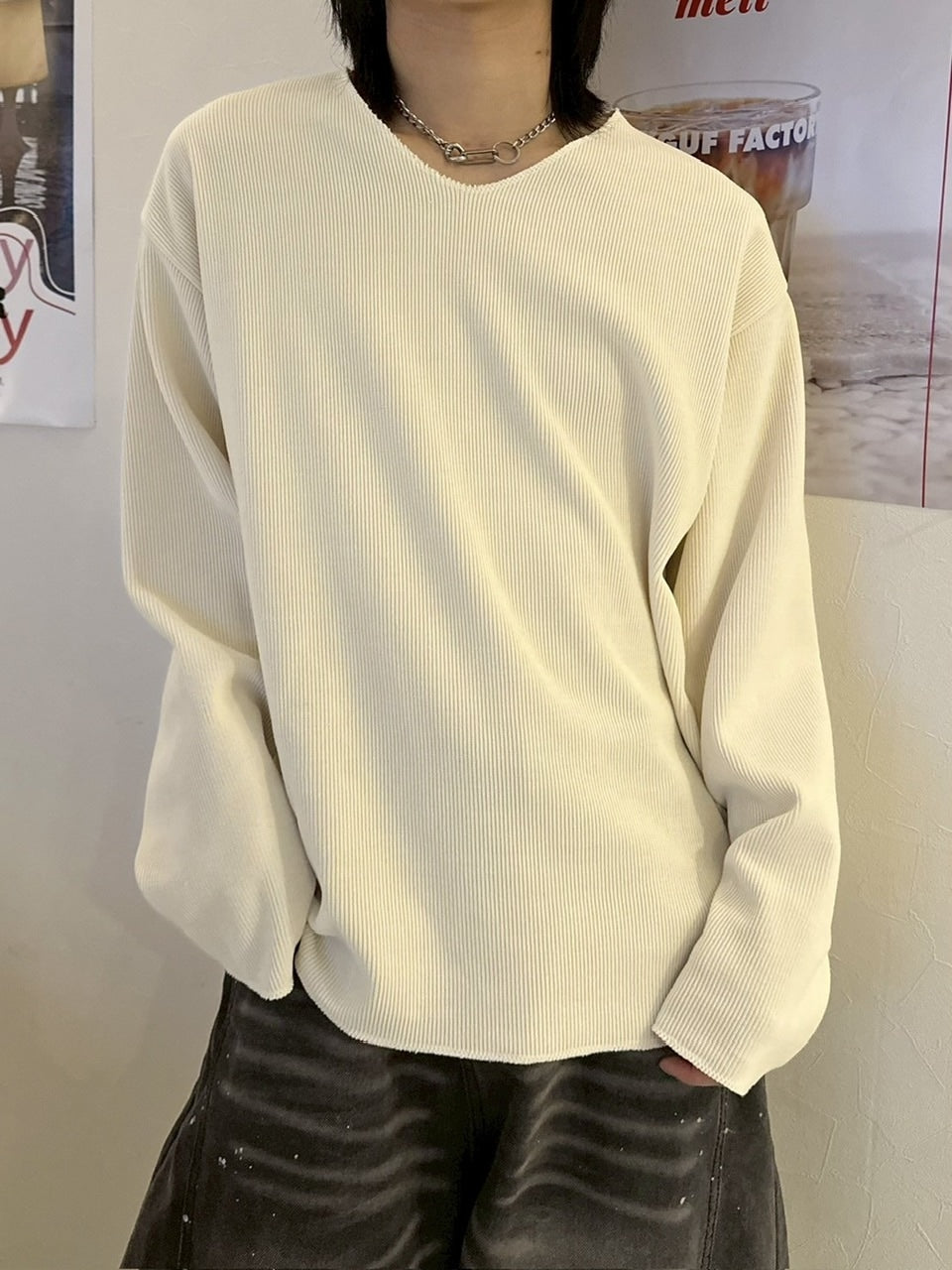 【LUV CODE】v neck rib knit (3color)