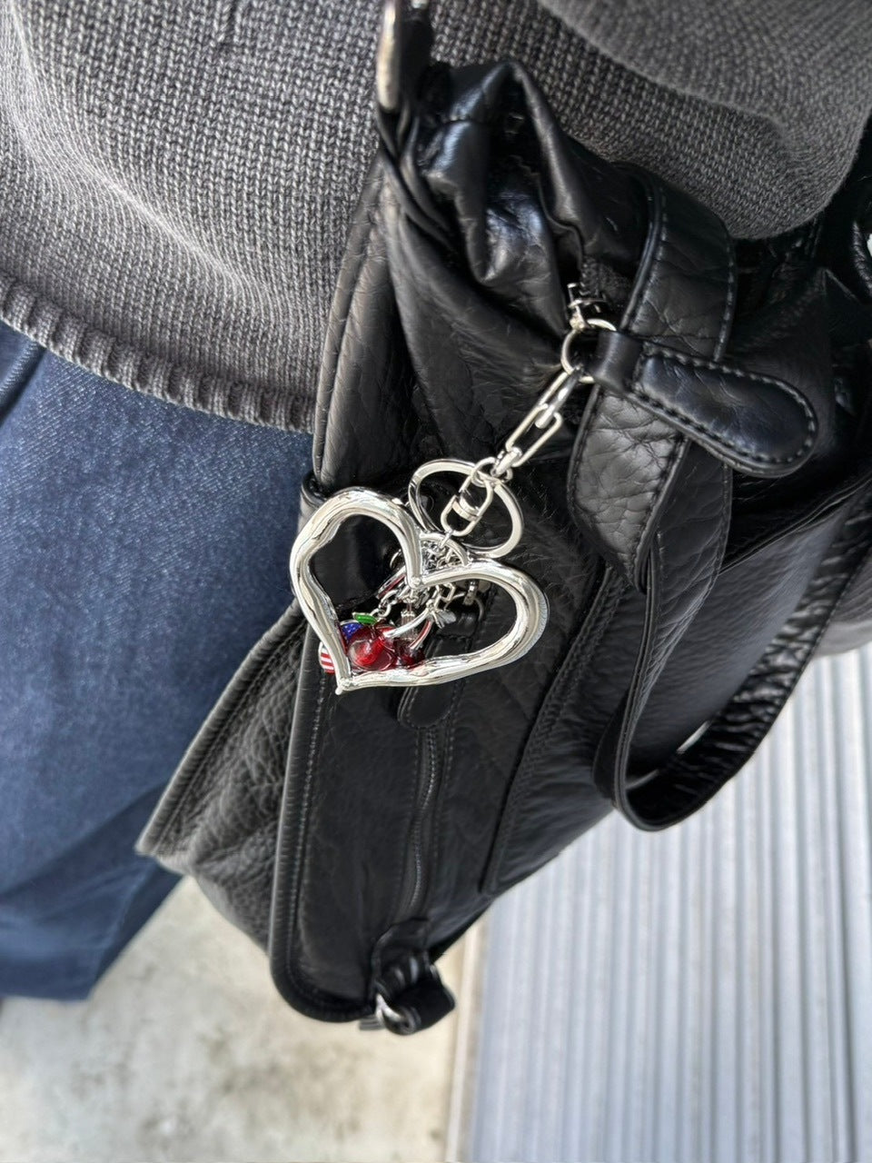 【Chikashitsu +】original big heart charm key strap