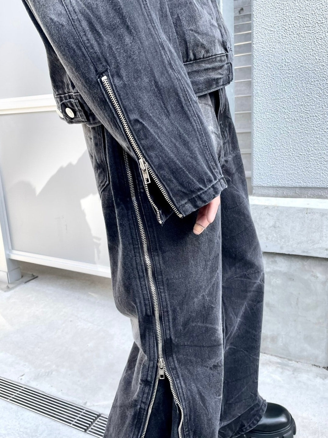 受注制【nmtc +】side zip denim pants