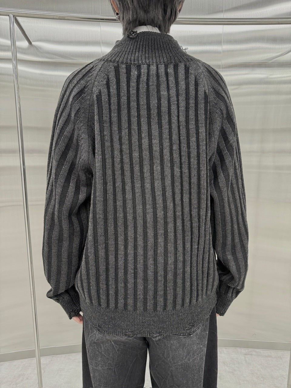 受注制【nmtc +】damage zip up knit (3color)