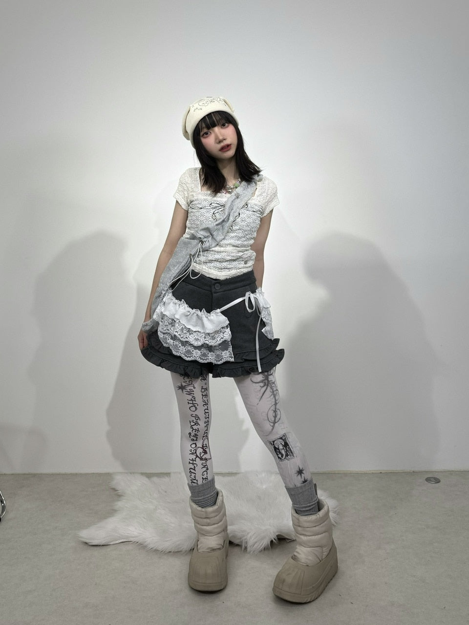 【Nerd out XU】lace layered frill skirt (2color)