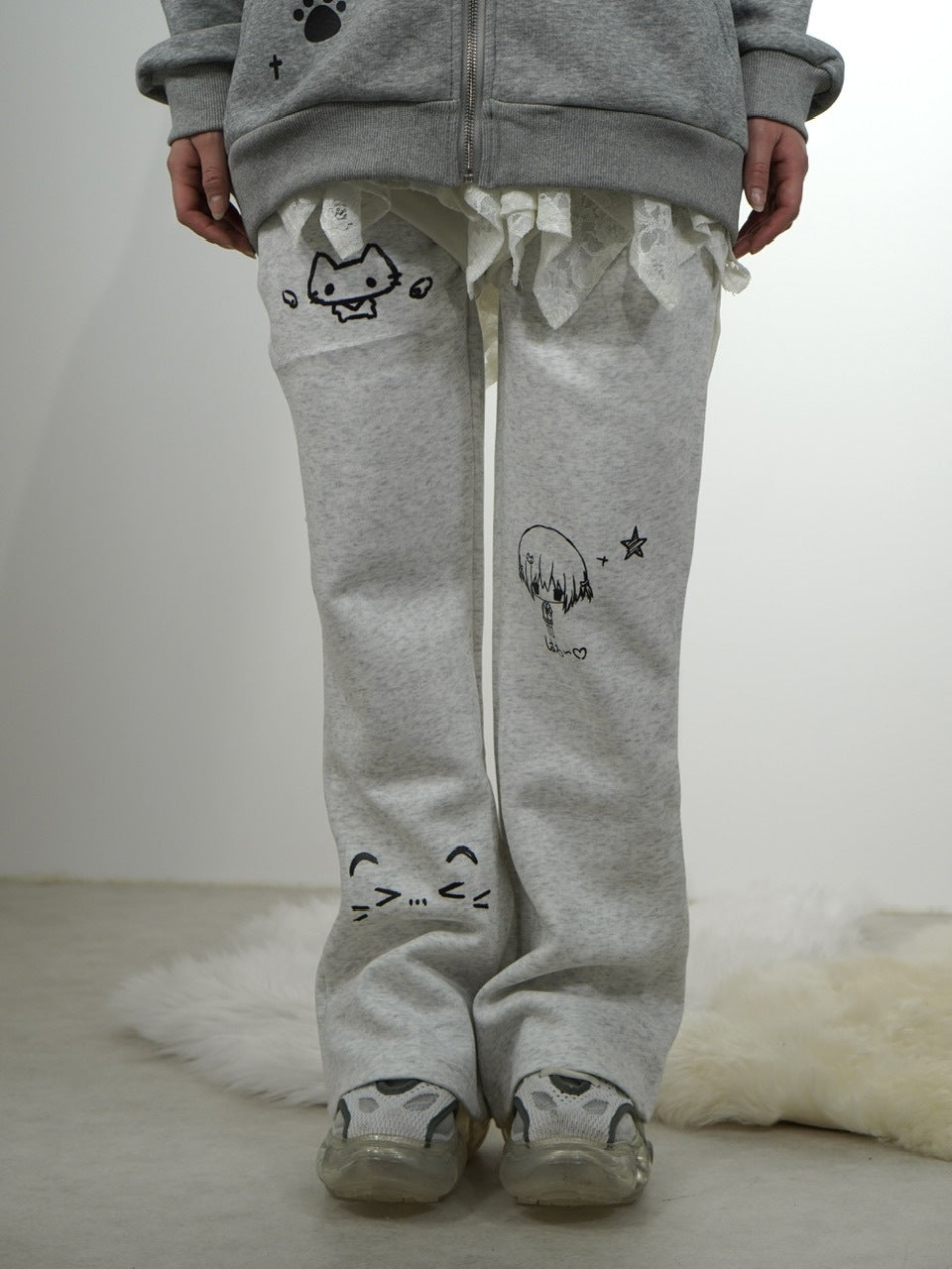 国際配送【Nerd out XU】neko!! sweat pants (2color)