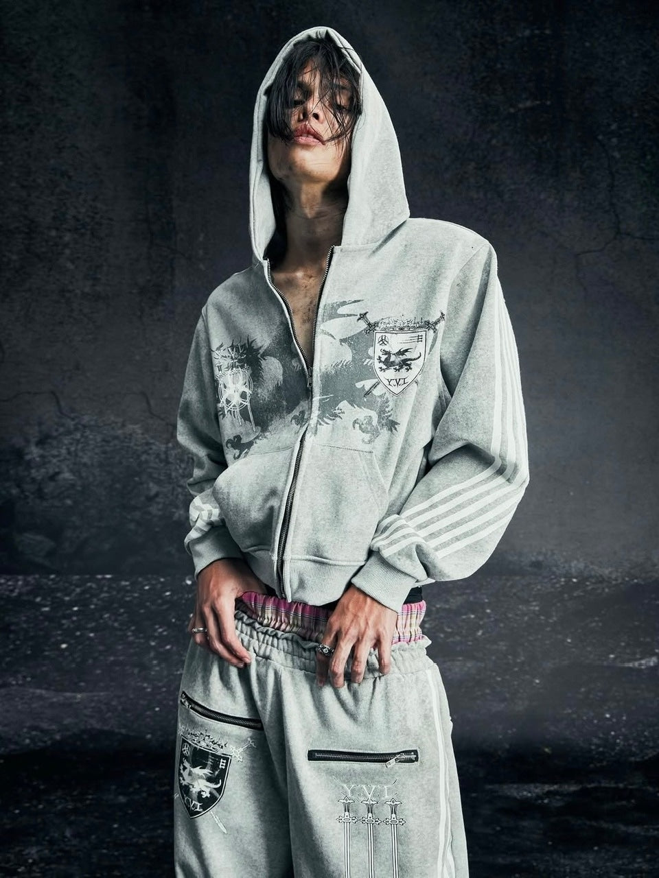 【Cozy world Wide】ROYAL KNIGHT CLUB WAXED - HOODZIP