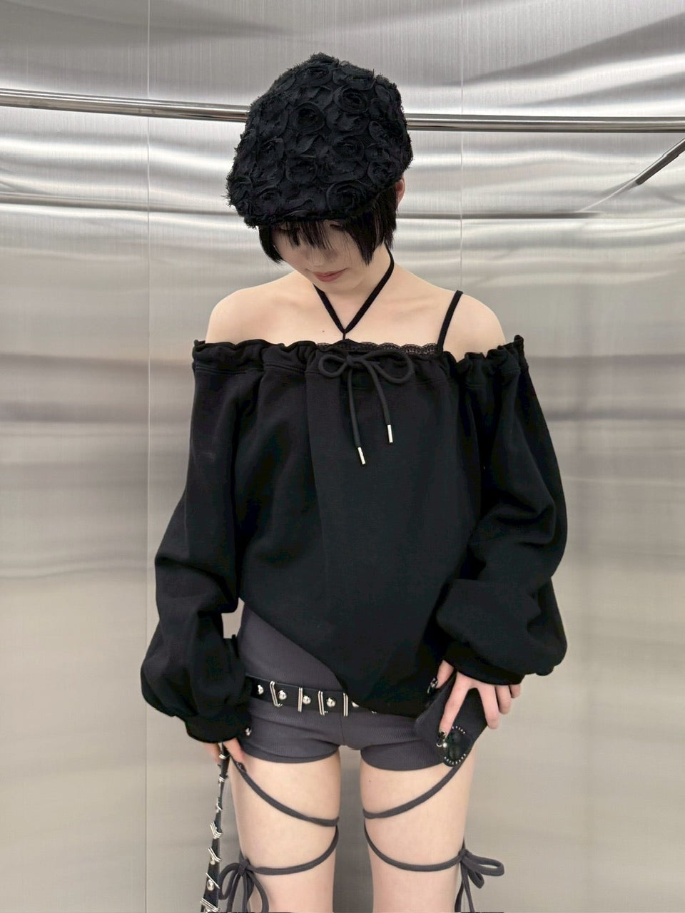 受注制【nmtc +】gather off shoulder sweat (2color)