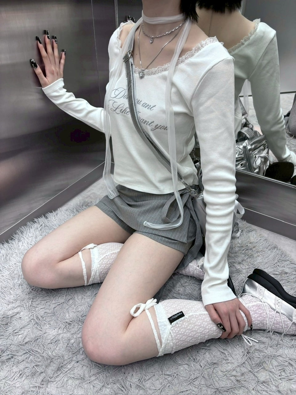 受注制【nmtc +】stripe rap pants (3color) / 【エヌエムティーシープラス】ストライプボーダーラップスカートパンツ