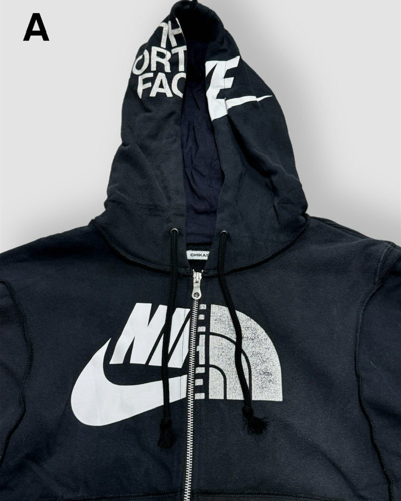 【Re +】double zip cutting switch hoodie (black)