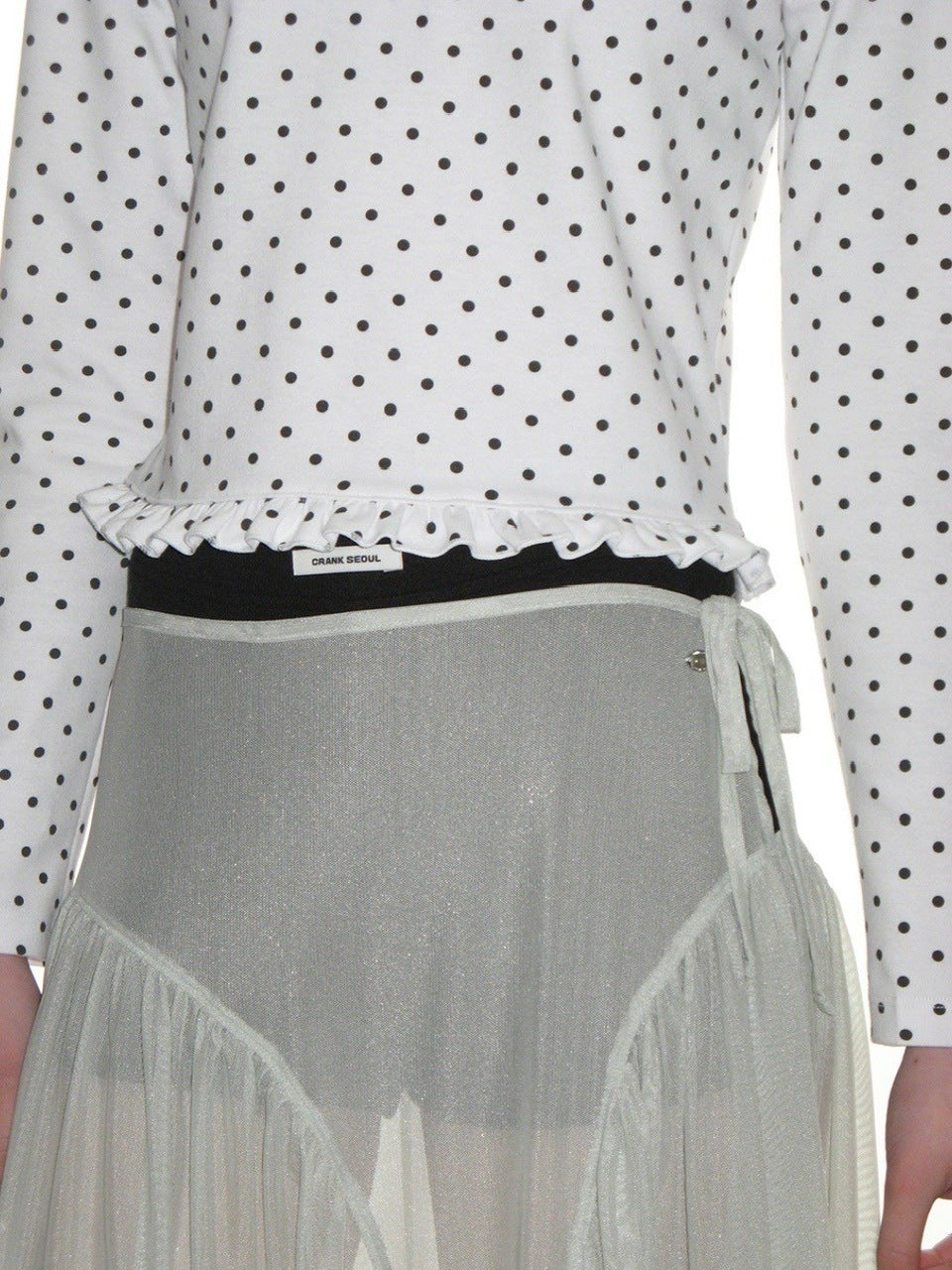 【CRANK】DOT FRILL HOODIE / 【クランク】ドットフリルフード付き長袖Tシャツ