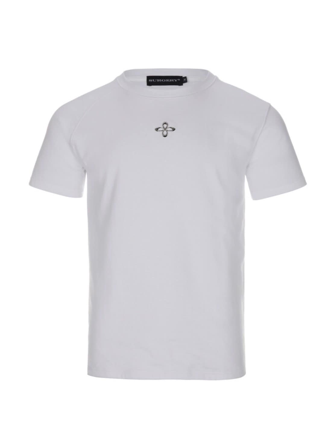 【SURGERY】unbalance metal clover logo slim T-shirts