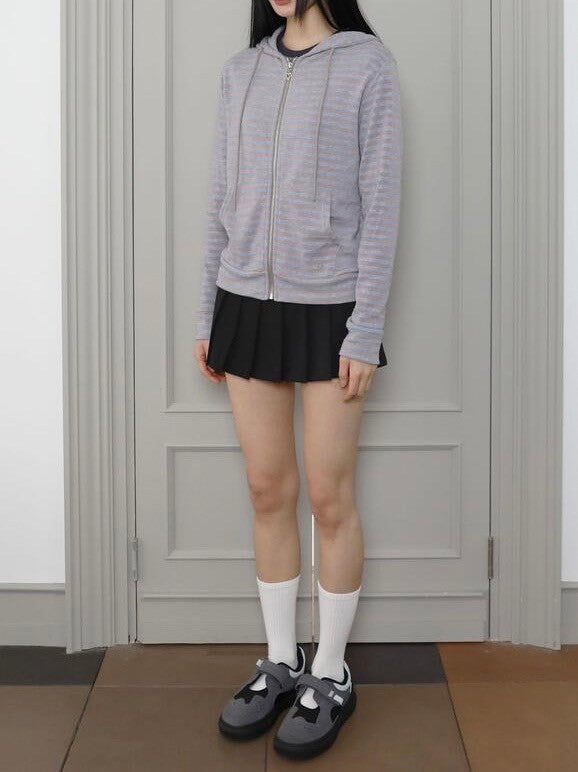 【Uglyshadow】US STRIPED HOOD ZIP UP