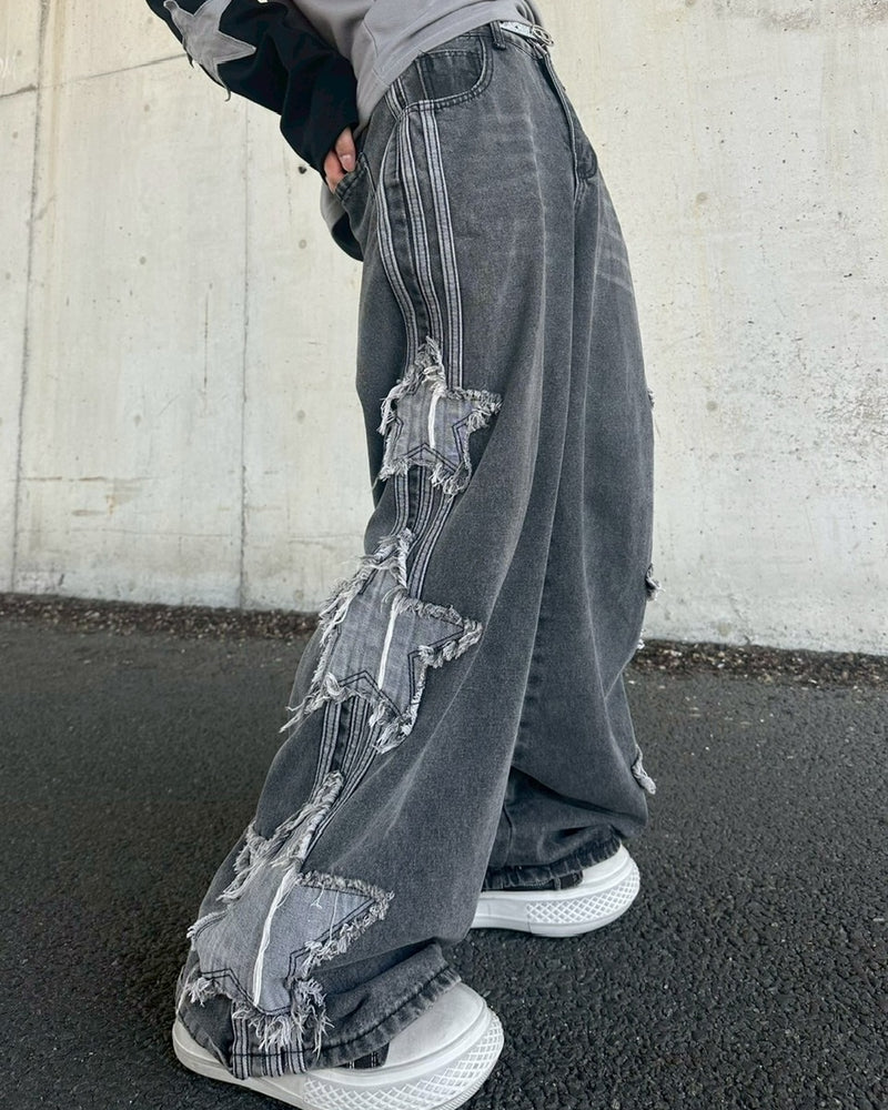 国際配送【LUV CODE】star design denim pants