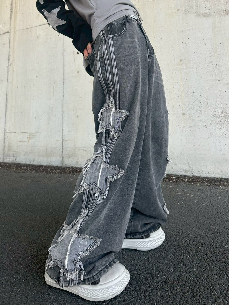 国際配送【LUV CODE】star design denim pants