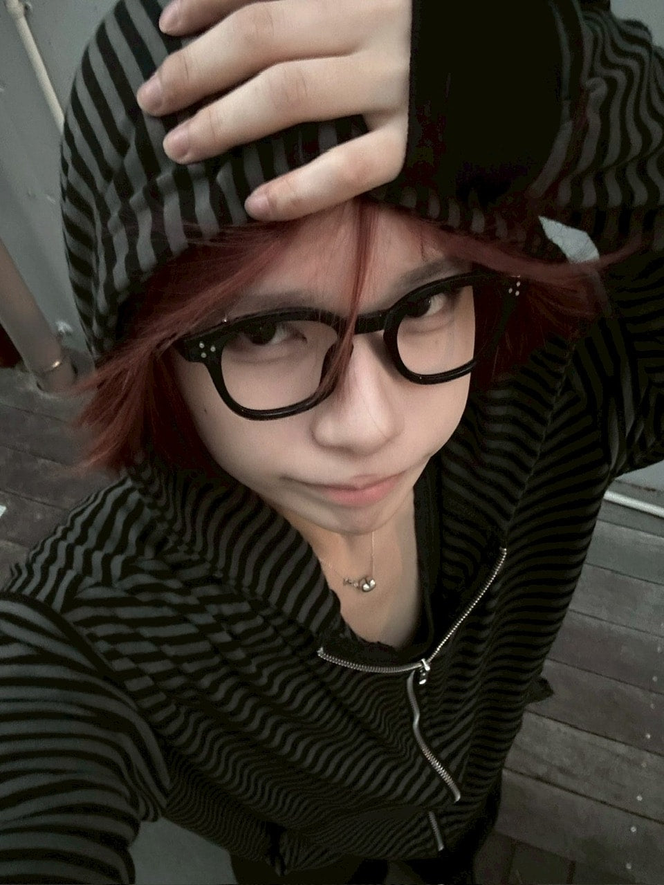 受注制【LUV CODE】stripe zip up hoodie