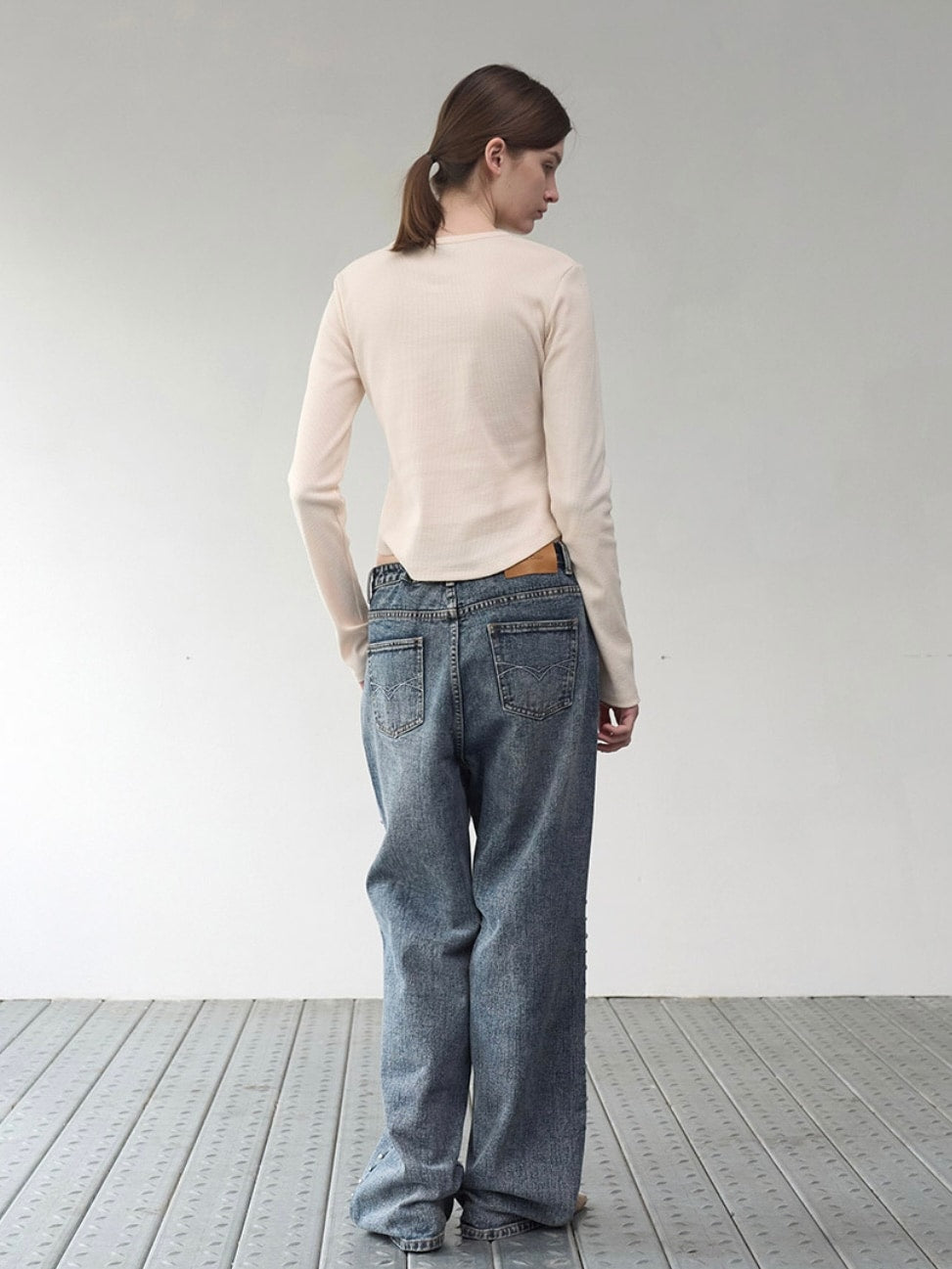 【ROCK CAKE】Studded Line Point Jeans