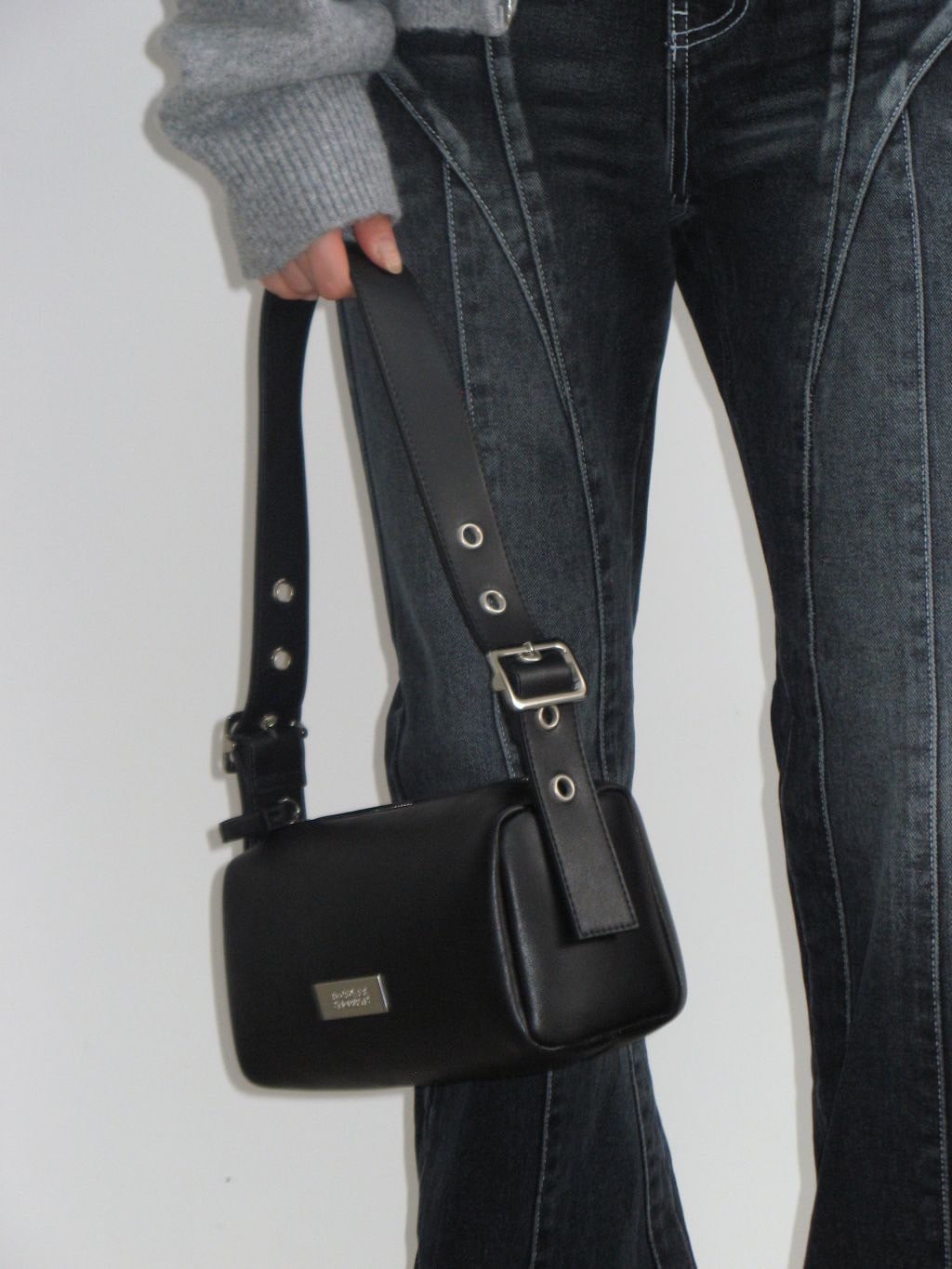 【ROCK CAKE】Square Leather Belt Shoulder Bag