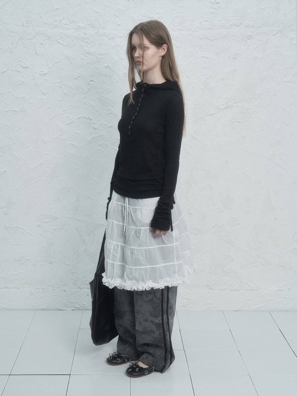 【SETUP‐EXE】RIVET BUTTON HOODIE TOP