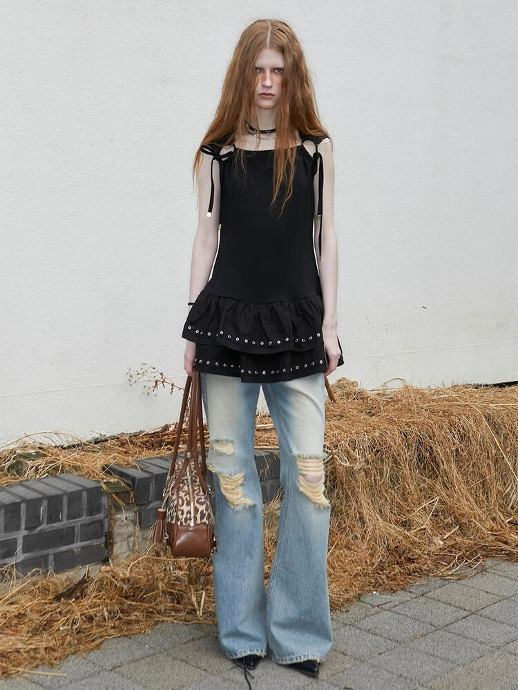 【NOT KNOWING】Eyelet Sleeveless Tee OPS