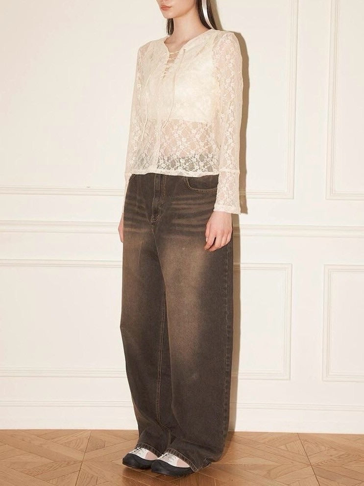 【ODDONEOUT】FLOWER LACE TOP