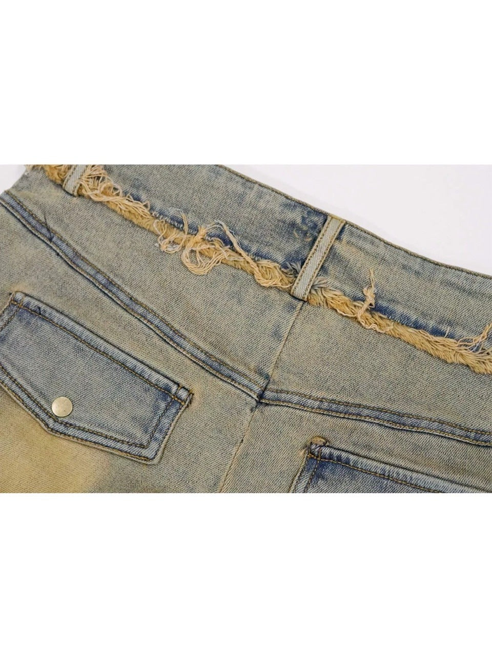 【Cest Nous】Blue-green faded denim shorts / 【セヌー】ウォッシングデニムショートパンツ