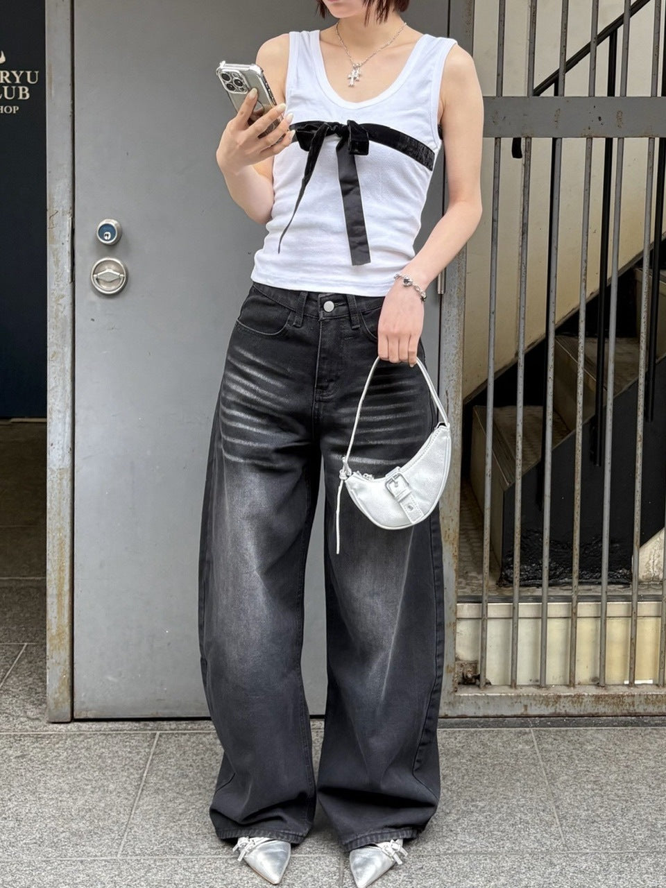 受注制【Never mind the XU】back print wide denim pants / 【ネバーマインドザエックスユー】バックプリントワイドデニムパンツ