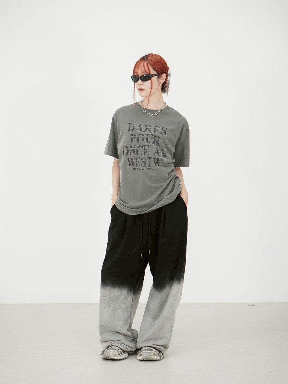 受注制【Chikashitsu +】gradation drawstring sweat pants / 【チカシツプラス】グラデーションドローコードスウェットパンツ