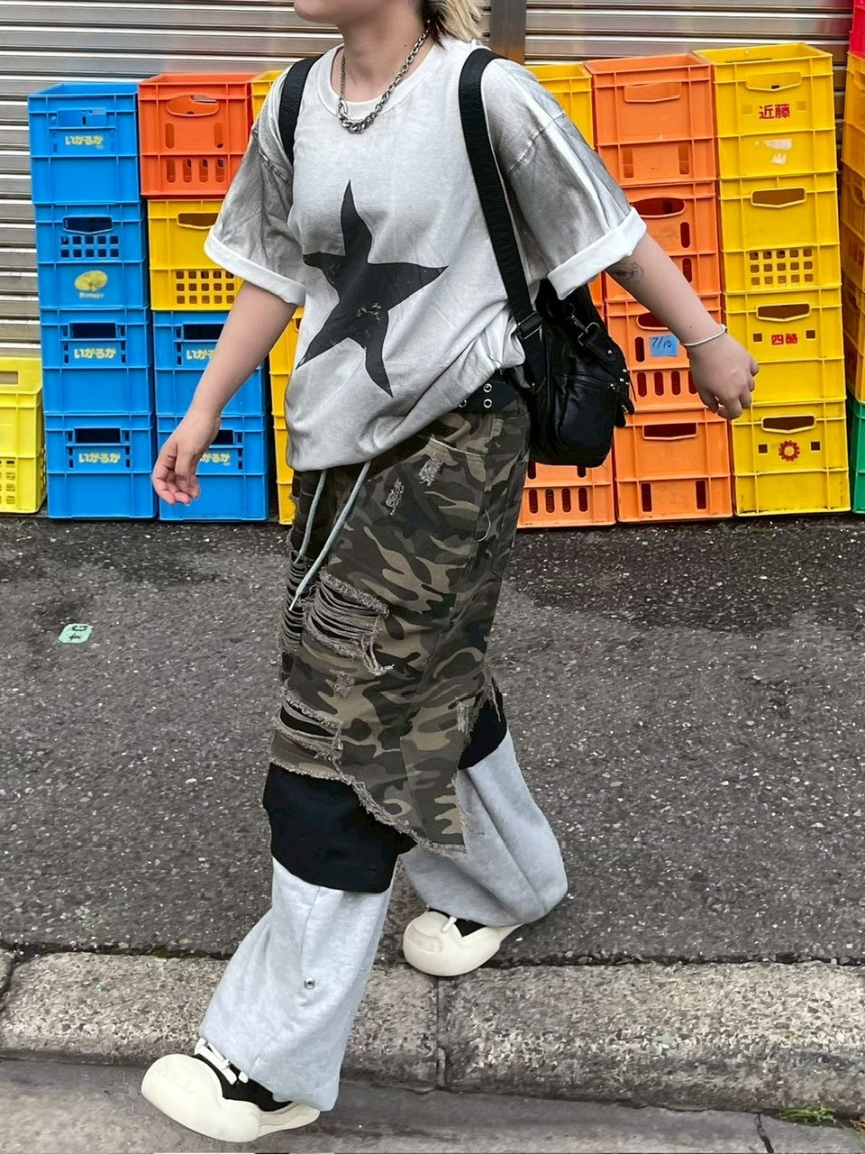 受注制【Chikashitsu +】pigment big star t-shirt (2color) / 【チカシツプラス】ピグメントビッグスタープリント半袖Tシャツ