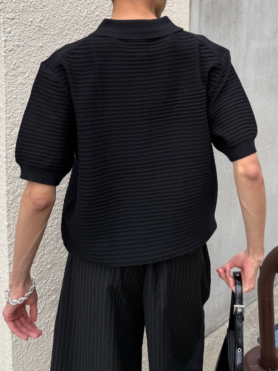 東京店WEB限定受注制【Chikashitsu +】Dry-Touch Rib Knit Polo (2color)