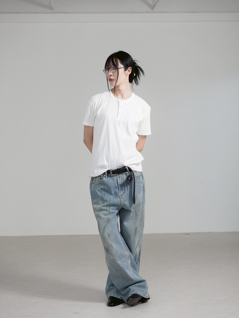 【Chikashitsu +】henry neck half sleeve tee (3color) / 【チカシツプラス】ヘンリーネック半袖Tシャツ