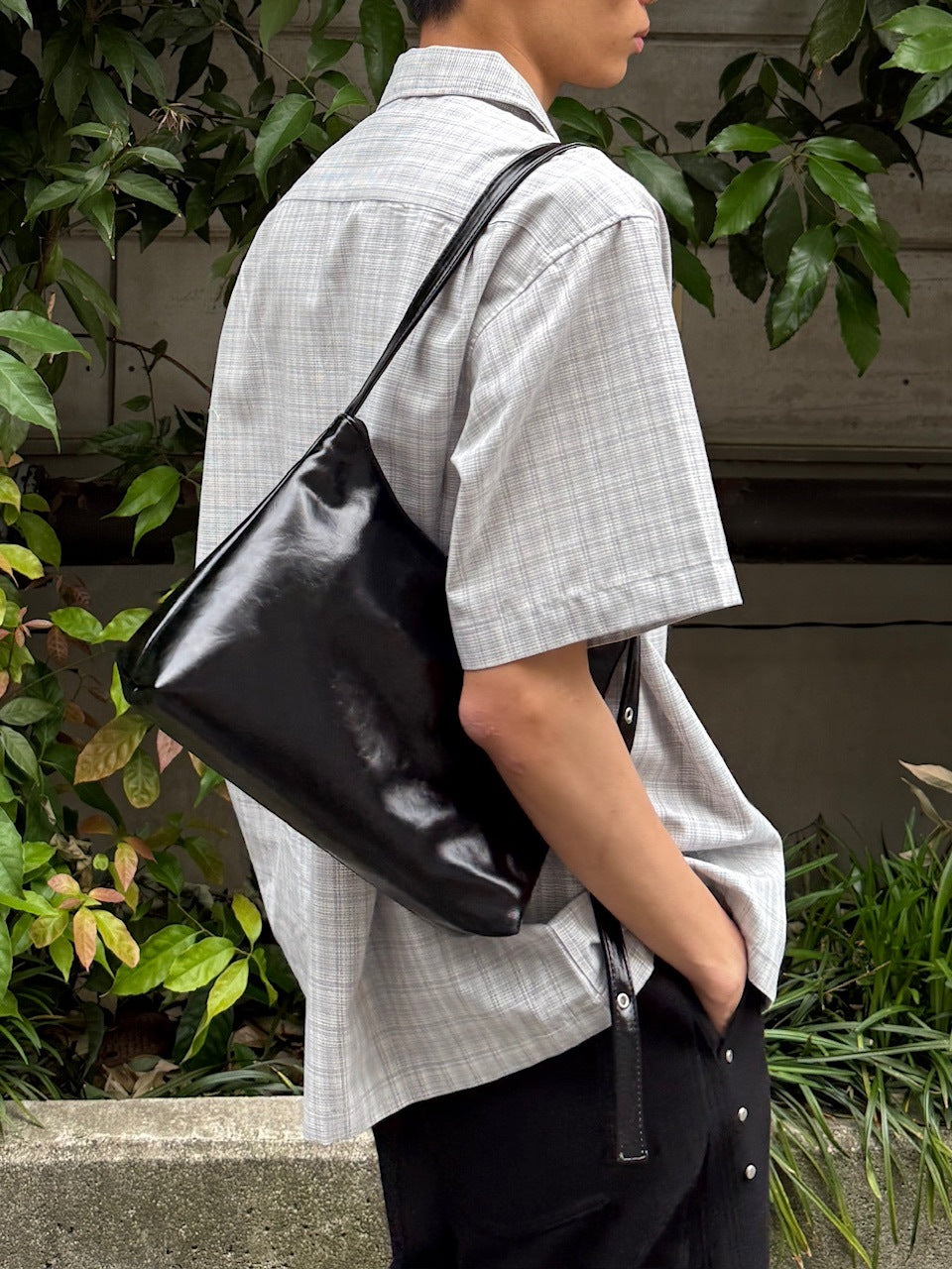 東京店WEB限定受注制【Chikashitsu +】Open collar check shirt (2color)