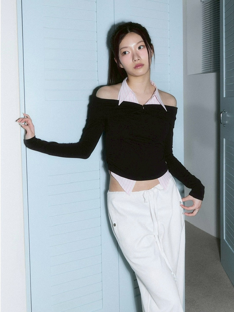 【CHERRYQUIRI】lace layered roll up denim / 【チェリーキュリー】レースレイヤードロールアップデニムパンツ