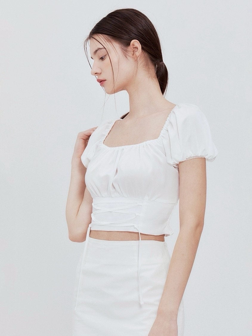 【NOTYOURROSE】Corset crop blouse