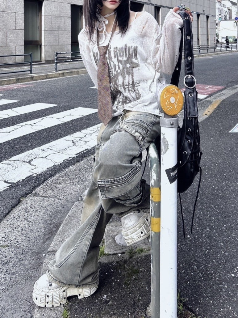 受注制【Never mind the XU】see-through damage knit (2color) / 【ネバーマインドザエックスユー】シースルーダメージサマーニット