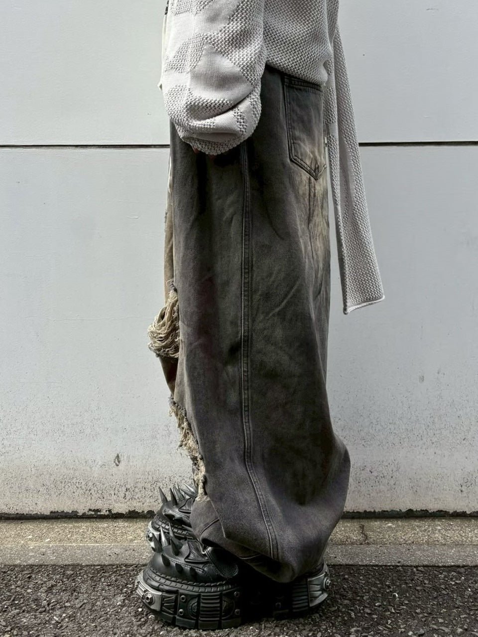 受注制【Never mind the XU】balloon damage denim pants