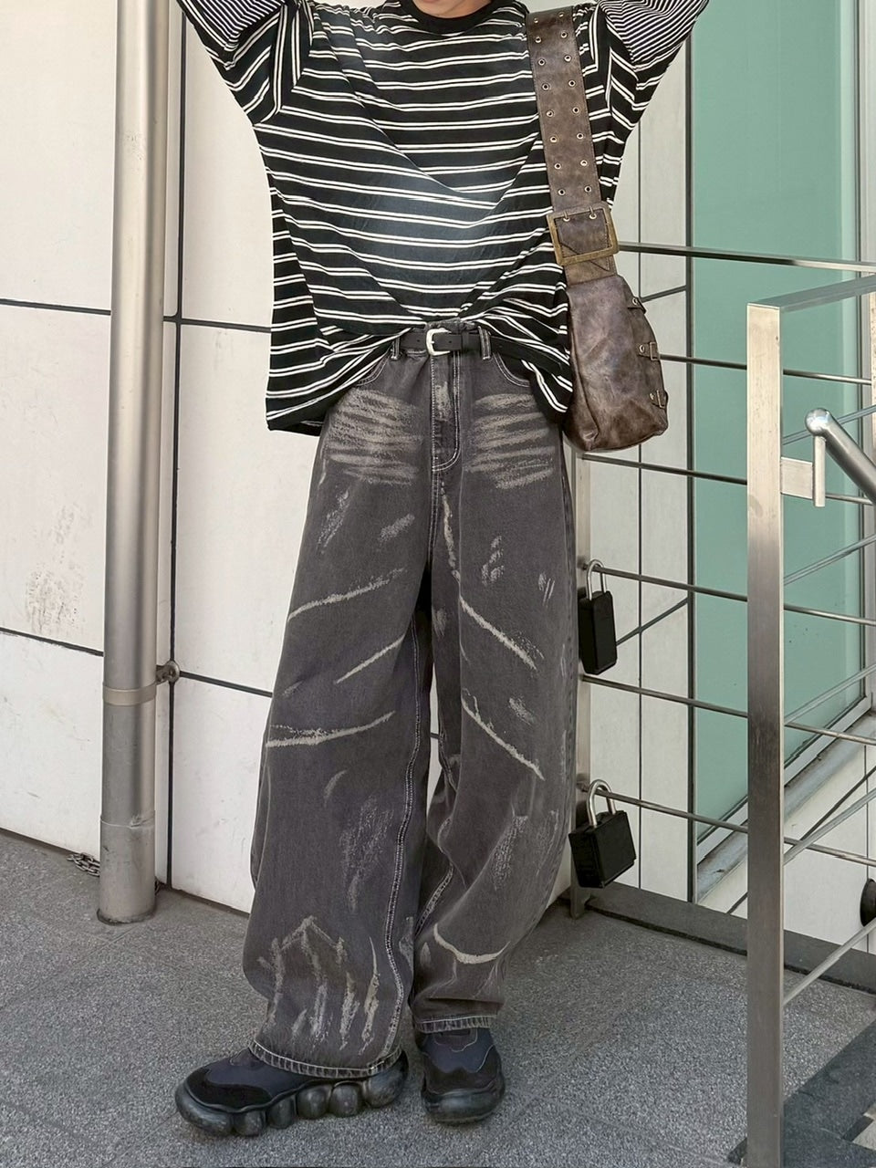 【Chikashitsu +】oversized layered border washed long sleeve / 【チカシツプラス】オーバーサイズウォッシュドレイヤードボーダー長袖Tシャツ(2color)