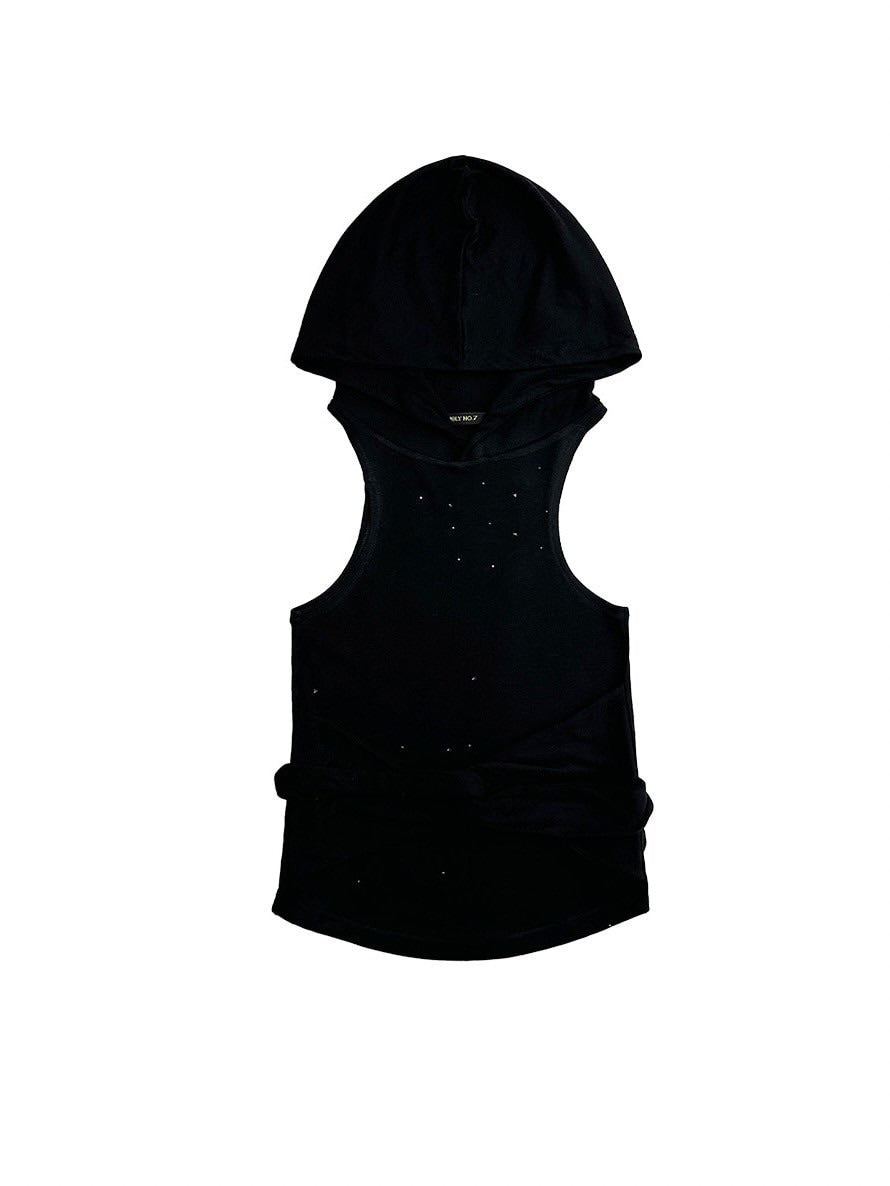 【HOLY NUMBER 7】GIRL'S HIP HOP CUBIC HOODIE SLEEVELESS