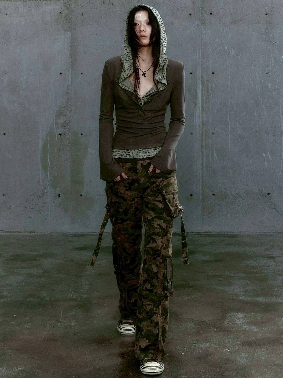 【Cest Nous】Two-in-One Hoodie / 【セヌー】レイヤードフード付き長袖トップス