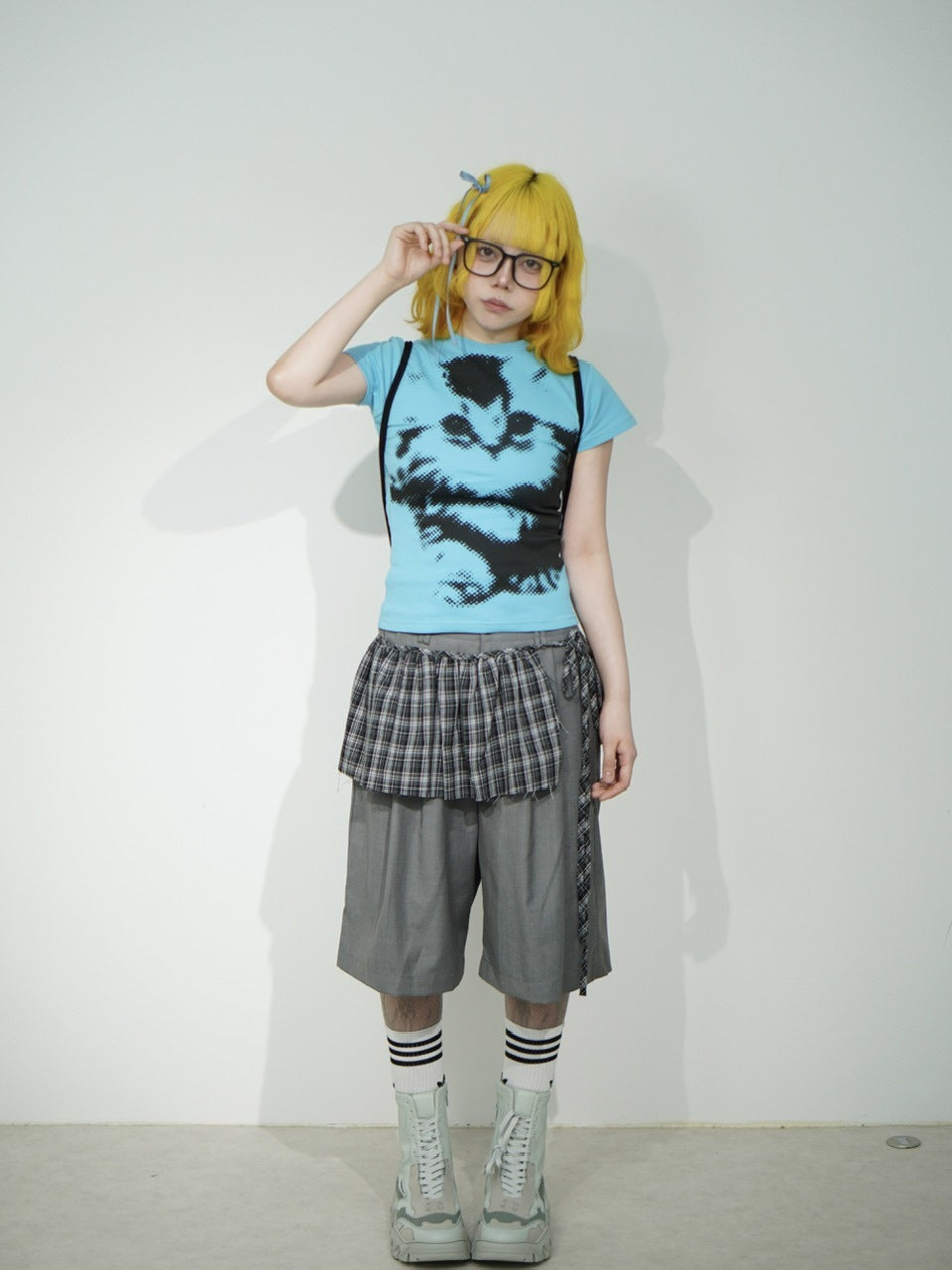 国際配送【Nerd out XU】frill check layered skirt (2color)