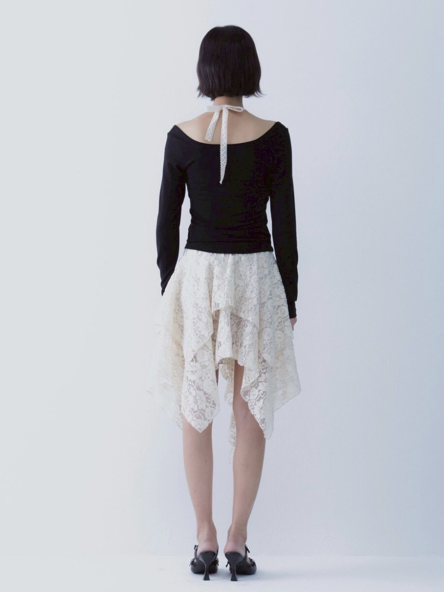 【SETSETSET】LACE HALTERNECK TEE