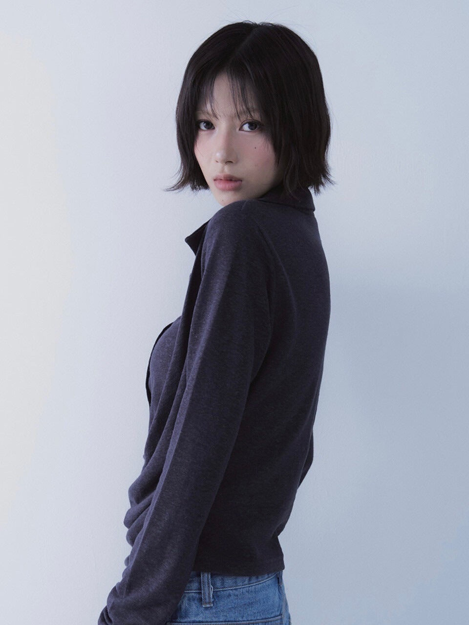 【SETSETSET】DRAPE SHIRT TOP