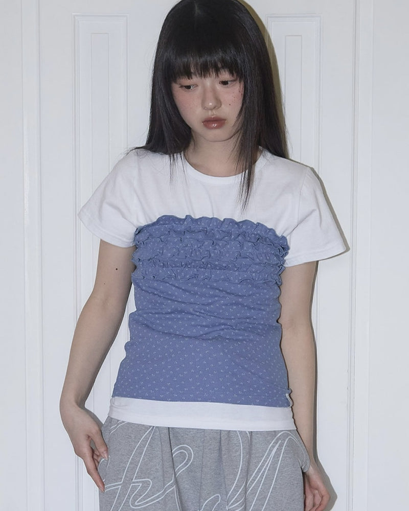 【FANCY CLUB】FLOWER FRILL TUBE TOP / 【ファンシークラブ】フラワーフリルチューブトップ