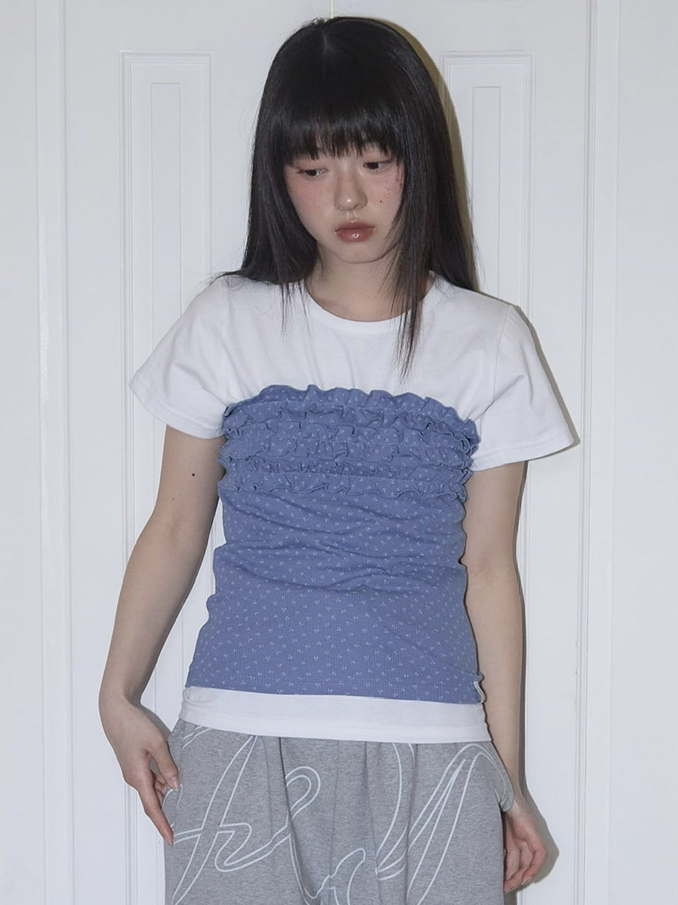 【FANCY CLUB】FLOWER FRILL TUBE TOP / 【ファンシークラブ】フラワーフリルチューブトップ