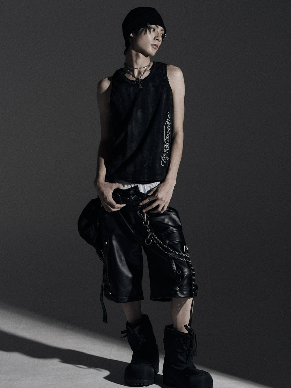 【Rosen Kreuz】DOUBLE WAIST LEATHER SHORT PANTS