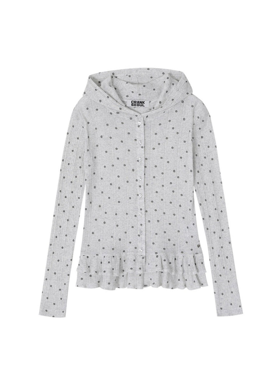 【CRANK】DOT FRILL SHEER HOOD CARDIGAN
