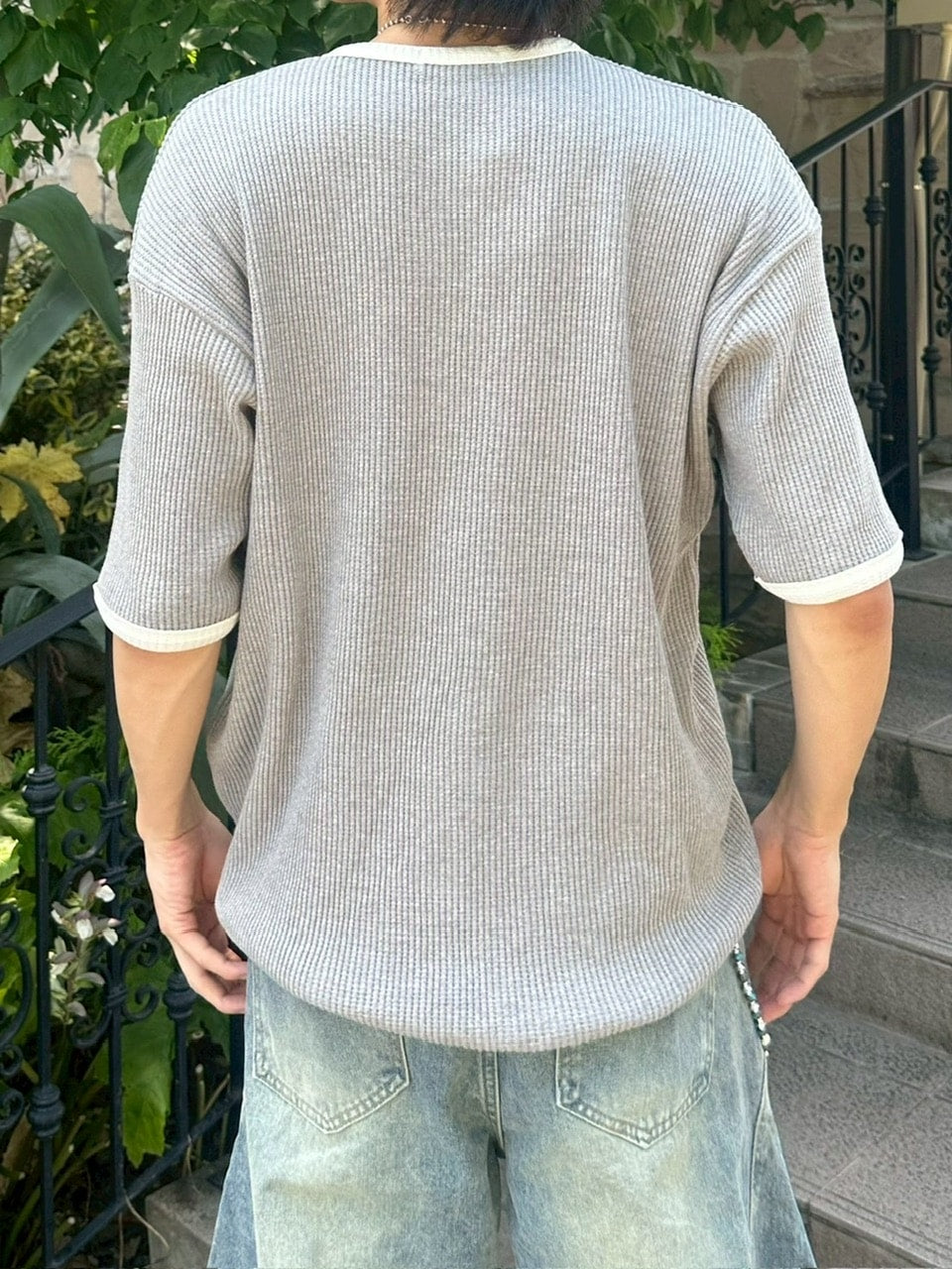 受注制【youll】henry neck waffle tee (3color)