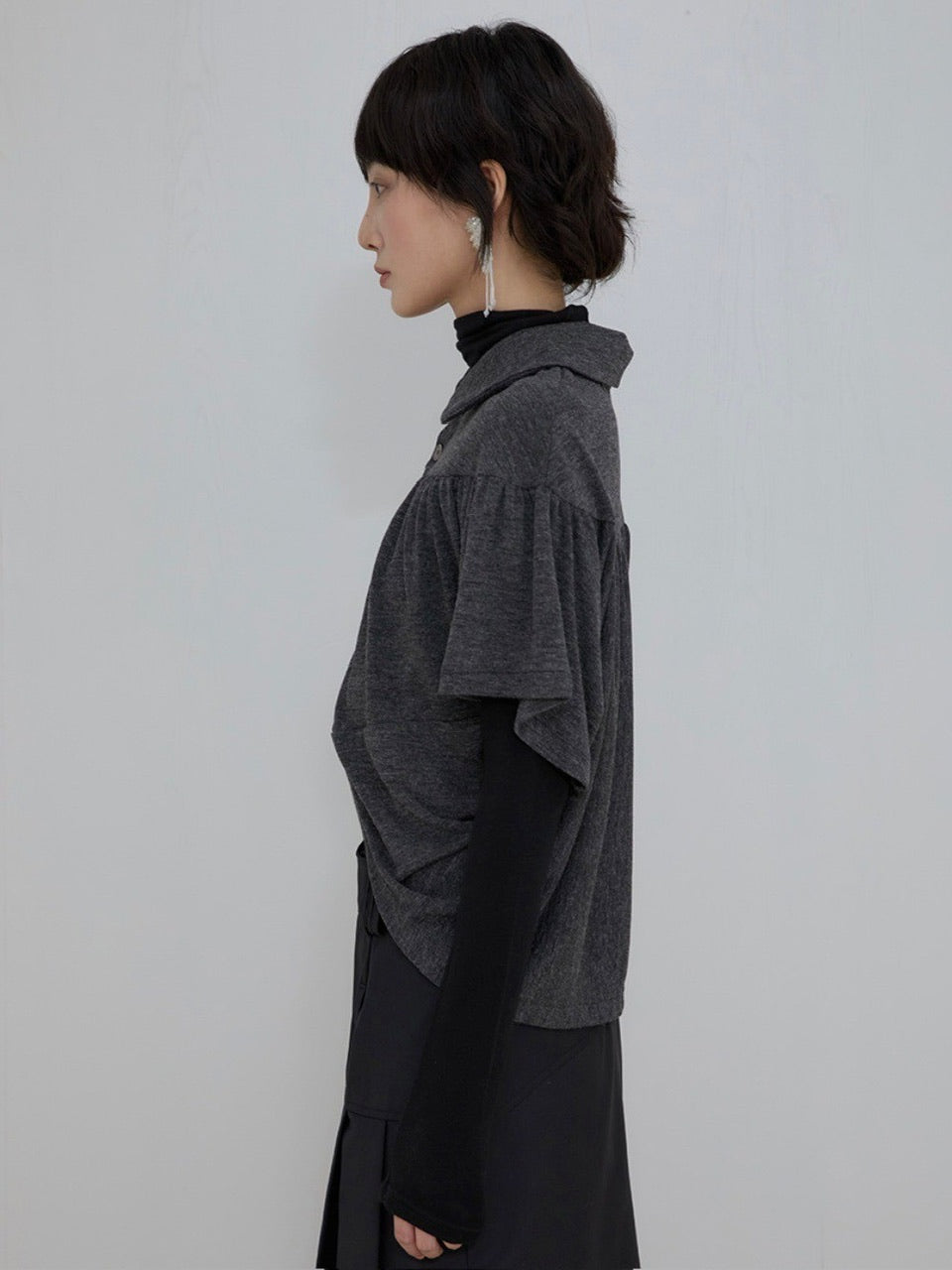 【FLAREUP】Cape Draped Cardigan