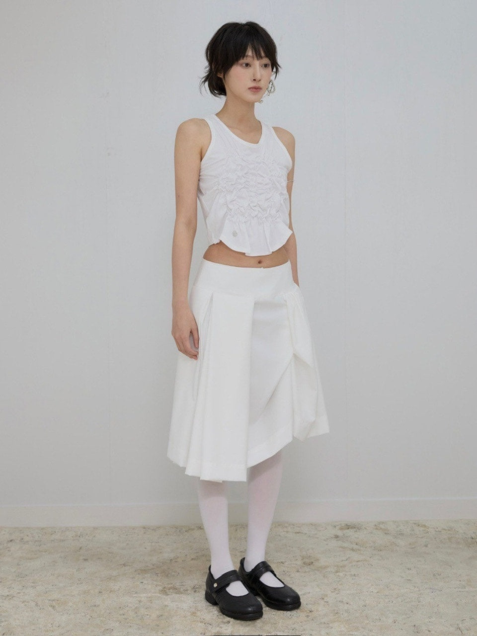 【FLAREUP】Asymmetrical Draped Midi Skirt